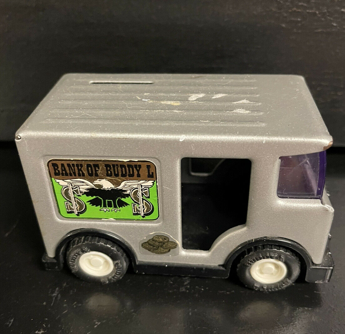 Vintage Bank Of Buddy L Coin Bank Van Grey  Toy Automobile Money Childrens Nice!